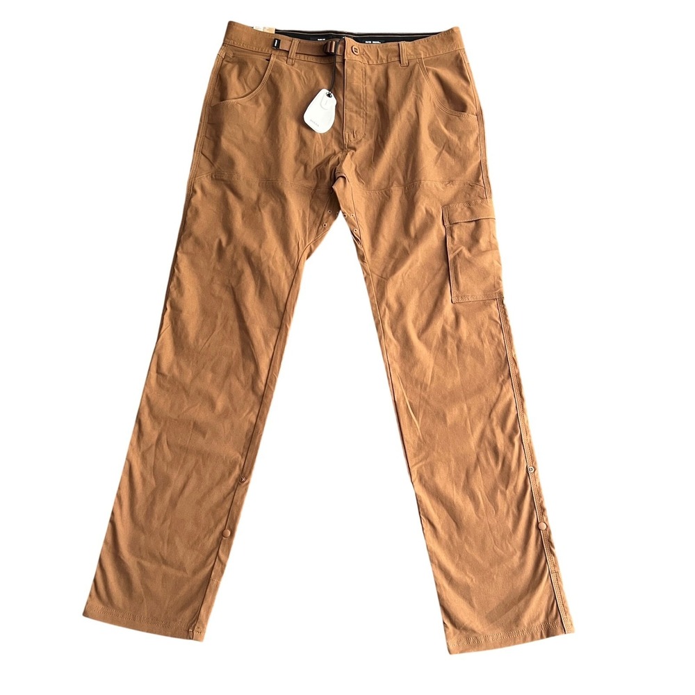 NWT Prana Stretch Zion Slim Pant II Mens 36x33 Sepia Brown Hiking Cargo